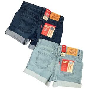 Levi's Girl's Jean Shorts Blue & Light Blue 2 Pairs Size 6 NWT